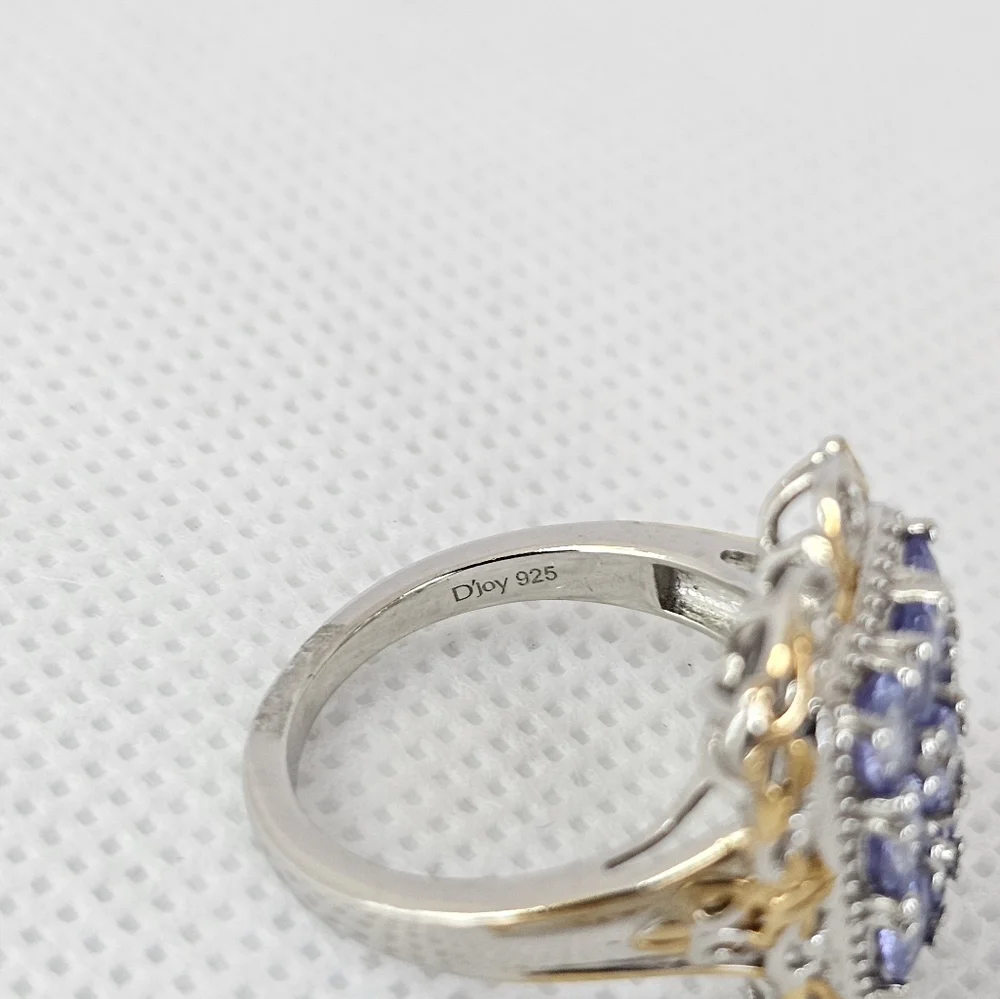 Genuine Tanzanite Ring in 18K YG and Platinum Over Sterling Silver Size 5! - Picture 7 of 10